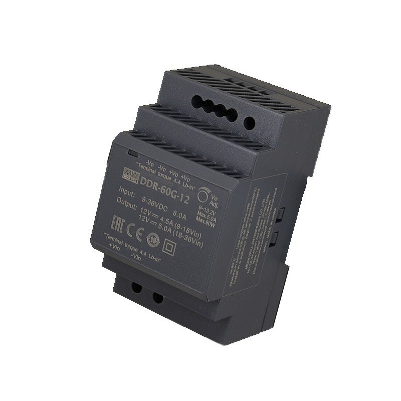 Mean Well DDR-60G-24 60W DIN Ray Tek Çıkış DC/DC Dönüştürücü