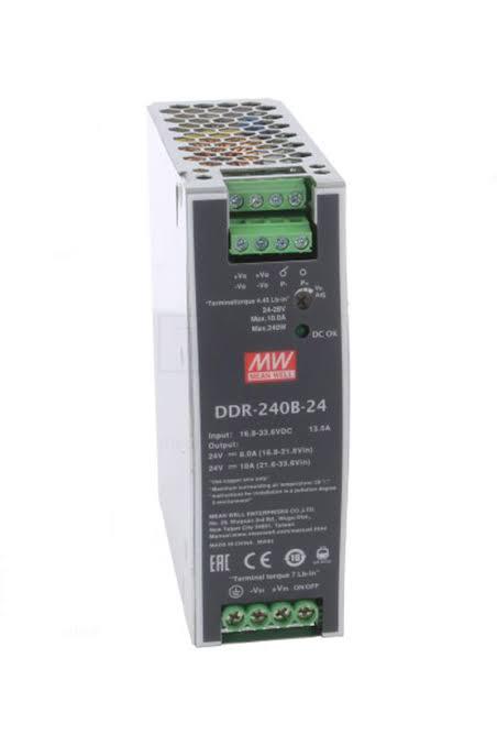 Mean Well DDR-240B-24 240W 16.8-33.6VDC 24VDC 10A DIN Tek Çıkışlı Ray Montajlı Dönüştürücü