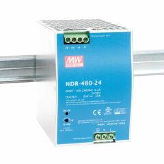 Mean Well NDR-480-24, 24VDC 20.0A Ray Montaj Güç Kaynağı