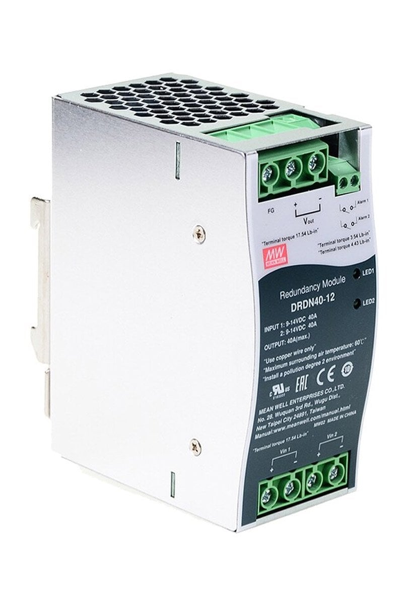 MeanWell DRDN40-24, 24VDC 40A Yedekleme Modülü, Ray Montaj