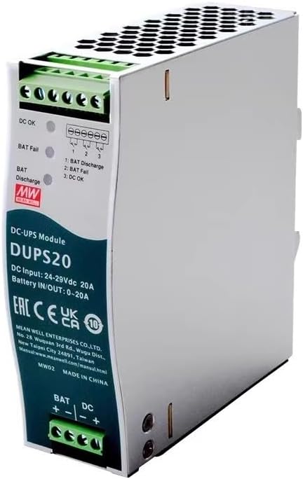 Mean Well DUPS20, 24-29VDC 20A Ray Tipi Kesintisiz UPS Modül